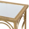 Art-deco konzolový stolek Eloisse se zlatou kovovou konstrukcí a skleněnou povrchovou deskou 120cm