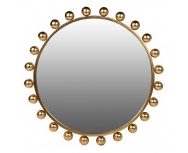 Art-deco kruhové nástěnné zrcadlo Jeanina se zlatým rámem z kovu 80cm