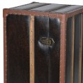 Kožená vintage barová skříňka Capoli na kolečkách s poličkami a vinotékou 109cm
