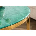 Stylový konferenční stolek Gold Marbleux se smaragdově vrchní deskou s mramorovým designem a zlatými nožičkami