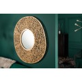Designové závěsné art-deco zrcadlo Hoja kulatého tvaru z kovové slitiny ve zlaté barvě 112cm