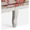 Květovaná provence sedačka Flores z masivu ve vintage bílé 160cm