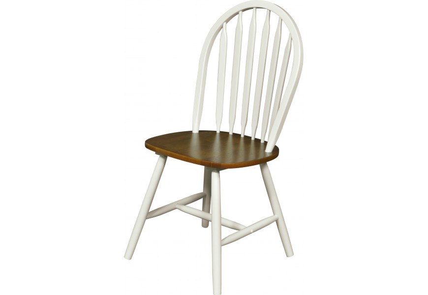 Elegantní jídelní židle Felicita v provence stylu v hnědo-bílém provedení z masivu