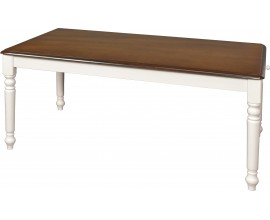 Provence drevený stôl Felicita s hnedou povrchovou doskou a bielymi vyřezávanými nohami 150cm