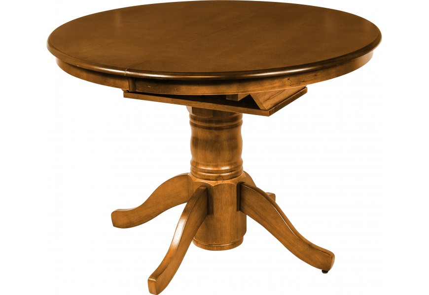 Rustikální dřevěný rozkládací jídelní stůl Felicita kulatého tvaru hnědé barvy 106-146cm