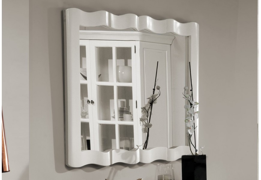 Luxusní masivní provence zrcadlo Deliciosa z mahagonového dřeva v bílém provedení
