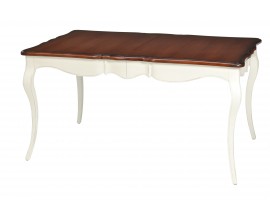 Luxusní provence masivní rozkládací jídelní stůl s tmavou vrchní deskou a bílou konstrukcí 230cm