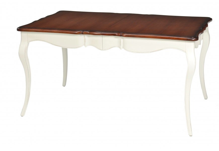 Rozkládací luxusní masivní jídelní stůl Deliciosa v provensálském stylu v bílé barvě