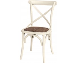 Provence masivní bílá jídelní židle Preciosa se sedací částí z ratanu a mahagonovým tělem 87cm