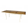 Dřevěný rozkládací bílo hnědý jídelní stůl Preciosa s ručně vyřezávanýma nohama z mahagonového masivu ve stylu provence