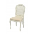 Provence masivní bílá jídelní židle Preciosa s látkovou sedací částí a opěradlem z ratanu s mahagonovým tělem 99cm