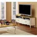 Luxusní provence TV stolek Preciosa v bílé barvě s ručně vyřezávanými dekoracemi 135cm