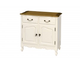 Luxusní provence vyřezávaná komoda Preciosa v bílém provedení a hnědou vrhcnou deskou 82cm