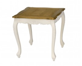 Masivní provence příruční stolek Preciosa v krémové barvě se zdobenými nožičkami