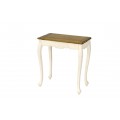 Provence vyřezávaný příruční stolek Preciosa v krémově bílé barvě s přírodně hnědou deskou 75cm