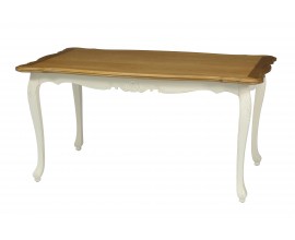 Luxusní provence jídelní stůl Preciosa ve smetanově bílém masivním provedení s hnědou vrchní deskou