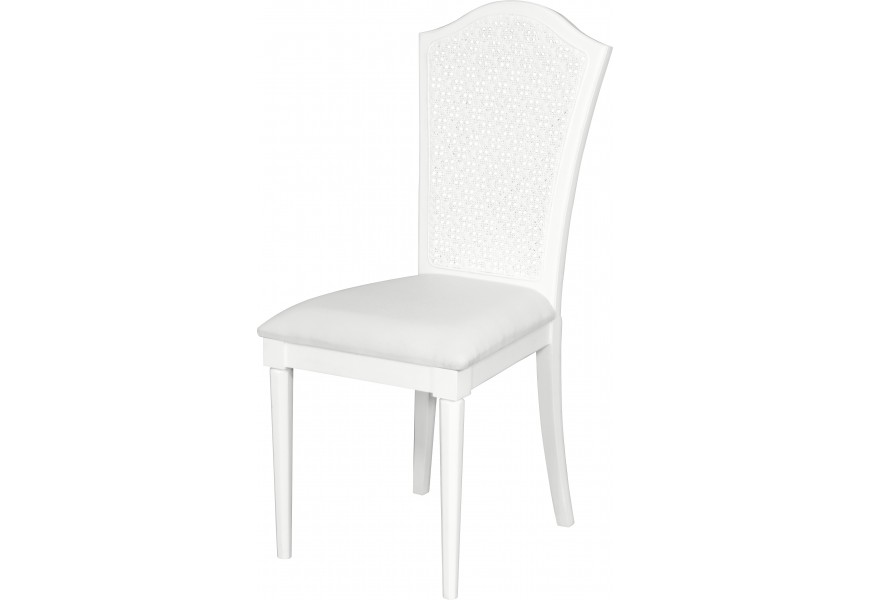 Elegantní provence jídelní židle Belliene v bílém provedení z masivního dřeva