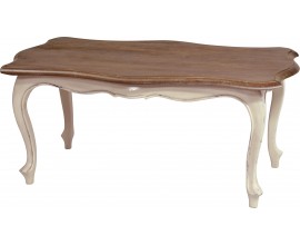 Konferenční stolek Antoinette v luxusním provence stylu s vanilkovým nátěrem na masivním mahagonovém dřevě 115cm