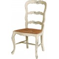 Jídelní židle Antoinette z masivu v luxusním provence stylu s ratanovým sedadlem