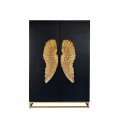 Exkluzivní skříňka Angela z mangového dřeva s dvoukřídlými dvířky v černé barvě s výraznými zlatými křídly
