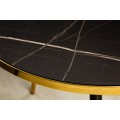 Art-deco konferenční stolek Nudy s černou skleněnou deskou s mramorovým designem a kovovým rámem