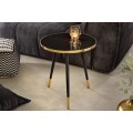 Designový kulatý příruční stolek Nudy v černém art deco provedení s kovovým rámem a nožičkami ve zlaté barvě 45cm