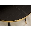 Designový kulatý příruční stolek Nudy v černém art deco provedení s kovovým rámem a nožičkami ve zlaté barvě 45cm