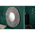 Art-deco kulaté nástěnné zrcadlo Hoja z kovové slitiny ve stříbrné barvy 112cm