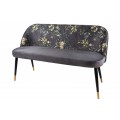 Moderní art-deco čalouněná lavice Floreque do předsíně s šedým sametovým potahem s florálním motivem 130cm