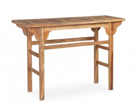 Stylový koloniální konzolový stolek Talia s ručně vyřezávanou vrchní deskou 120cm