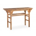 Designový konzolový stolek Talia z exoticky působícího dřeva v koloniálním stylu s vyřezávanými detaily ve světle hnědé barvě