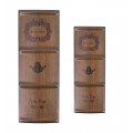 Designový set kožených knih Victor Hugo v hnědém koloniálním stylu s dekorativním motivem 27cm