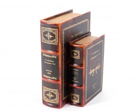 Koloniální kožený set dekorativních knih Mark Twain v černém designovém vintage obalu 27cm