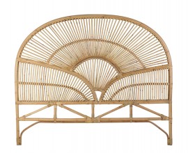 Designové ratanové čelo postele Lucianus v etno stylu s paprskovitým výpletem obloukovitého tvaru 160cm