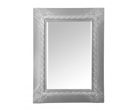 Luxusní vintage obdélníkové zrcadlo Ancilla s tlustým hliněným rámem v šedo-bílém provedení 120cm