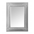 Honosné vintage šedé zrcadlo Ancilla obdélníkového tvaru s hrubým hliněným rámem a vystouplými ornamenty