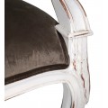 Luxusní čalouněná vintage židle Adrien z masivního mahagonového dřeva a bílým ošoupaným nátěrem 95cm