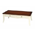 Luxusní bílý konferenční stolek z kvalitního mahagonového dřeva a vrchní deskou v čokoládové hnědé barvě a bílou konstrukcí