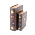 Designový set dekorativních knih Ostrov pokladů v hnědo fialovém koženém obalu