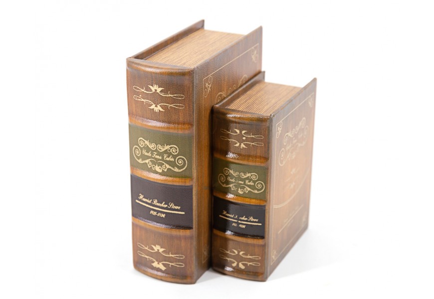 Set dekorativních knih Kabina strýce Toma v béžové barvě s obalem v koženém provedení