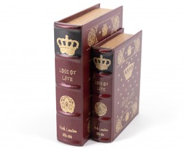 Rustikální dekorativní set kniha Láska k životu v bordó provedení s přepychovým dekorativním motivem 25cm