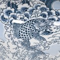 Orientální modrá nádoba Rongi z porcelánu s tradičním dekorativním vzorem čínského kapra 38cm
