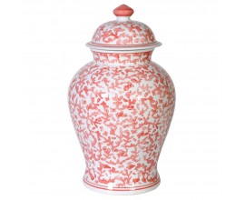 Dekorativní nádoba Coral z bílého porcelánu s červenou malbou s korálovým motivem 50cm