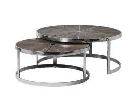 Designový set dvou kruhových dřevěných konferenčních stolků Furria s kovovou konstrukcí 100cm