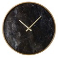 Černé mramorové art-deco nástěnné hodiny Escapist s kulatým zlatým rámem a ručičkami