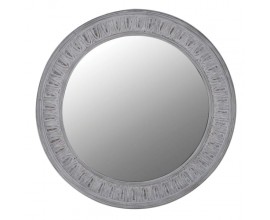 Vintage nástěnné kulaté zrcadlo Belime s šedým zdobeným rámem 148cm