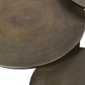 Industriální set tří konferenčních stolků Black Iron z kovu s mosaznou povrchovou deskou kulatého tvaru 76cm
