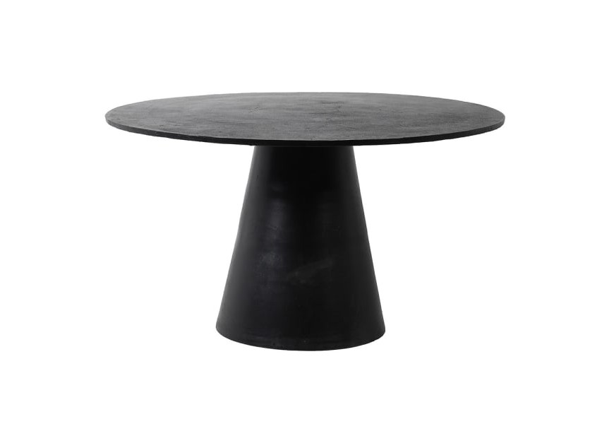 Industriální kulatý jídelní stůl Black Iron v černém provedení z kovu 135cm