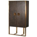 Art deco barová skříňka Luxuria ze dřeva hnědé barvy se zlatou kovovou konstrukcí 190cm