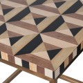 Art deco příruční stolek Betlien čtvercového tvaru ze dřeva s geometrickým designem a s kovovou konstrukcí 61cm